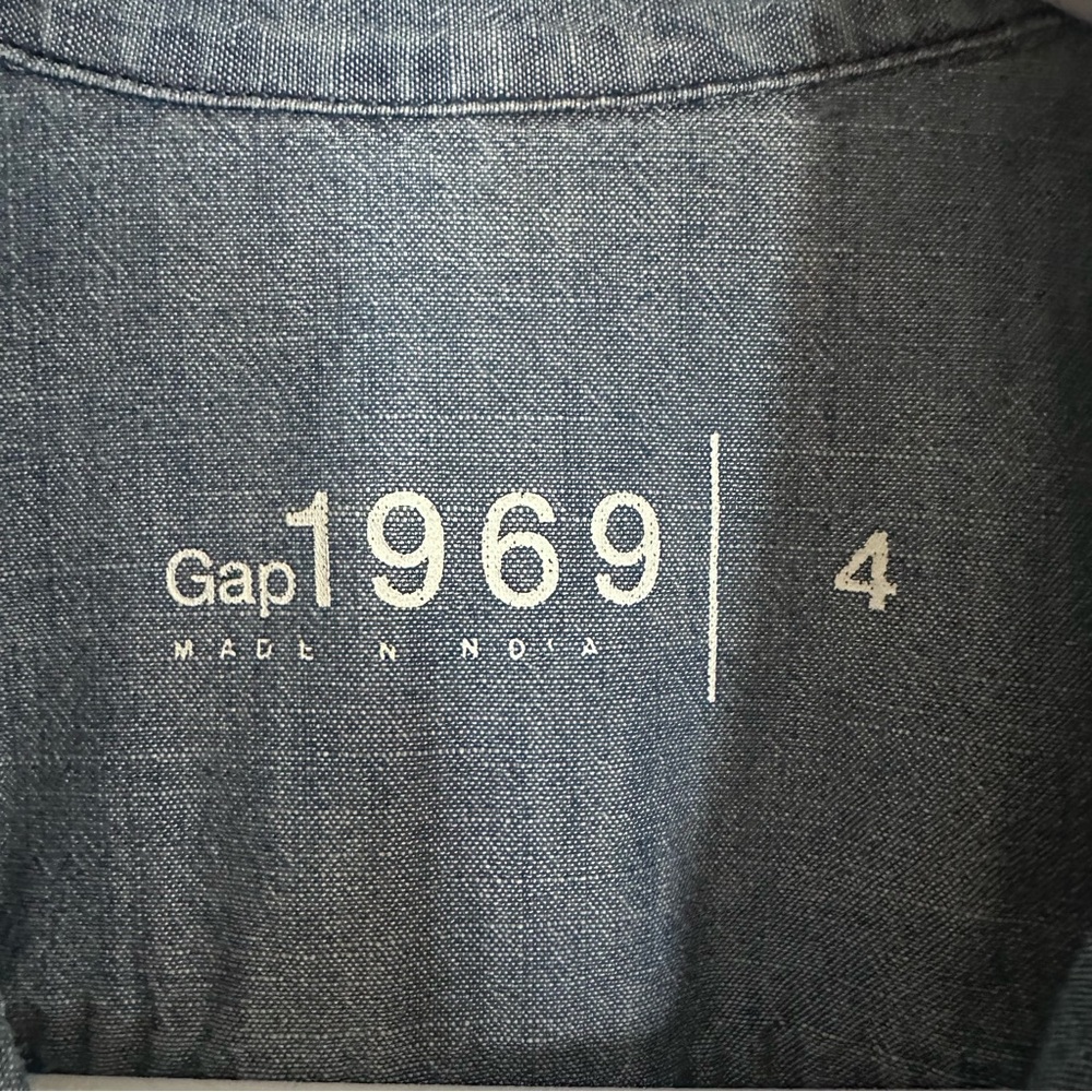 Gap 1969 Denim Shirt Dress Belted Snap Front Pockets | Size Medium - Picture 3 of 9